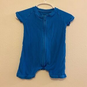Little Sleepies Blue ribbed shortie romper
